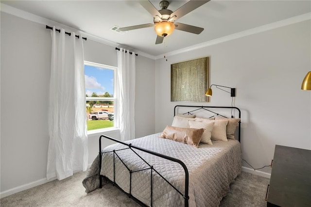 476 Village Ln, Fairburn, GA 30213 - bedroom with carpet flooring, baseboards, ceiling fan, and crown molding