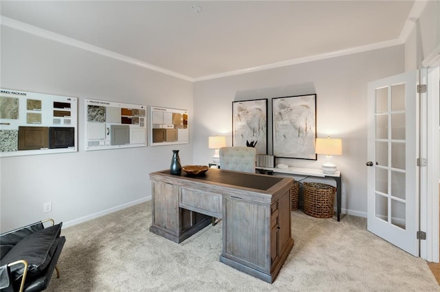 476 Village Ln, Fairburn, GA 30213 - office featuring light carpet, crown molding, and baseboards