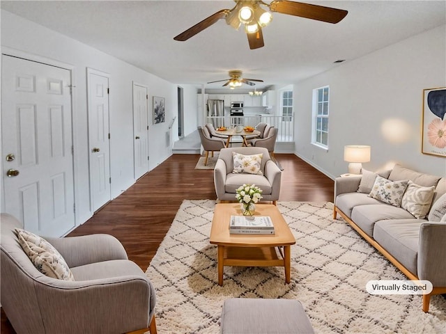 living area featuring wood finished floors