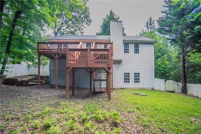 5096 Limerick Ln, Flowery Branch, GA 30542 - rear view of property with a deck, a chimney, and a gate