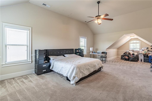 2183 Trinity Grove Ct, Dacula, GA 30019 - carpeted bedroom featuring vaulted ceiling and ceiling fan