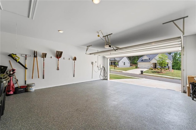 garage with a garage door opener
