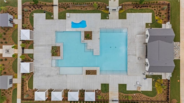 aerial view of a pool