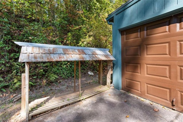 view of garage