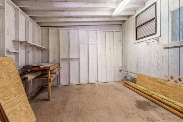 basement featuring wood-type flooring