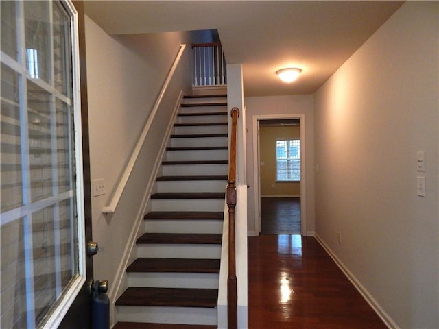 2199 Landing Walk Dr, Duluth, GA 30097 - stairs with wood finished floors and baseboards
