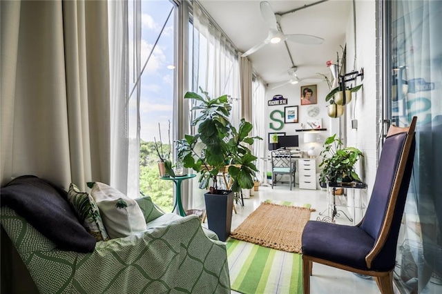 130 26th St NW Unit 701, Atlanta, GA 30309 - living area with ceiling fan and a desk