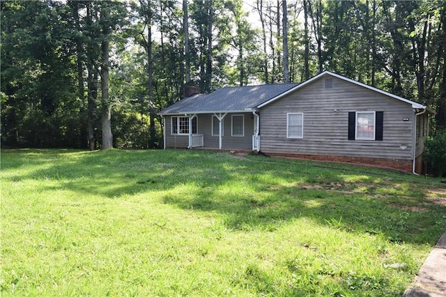 157 Sequoyah Cir, Canton, GA 30115 - ranch-style house featuring a chimney and a front lawn