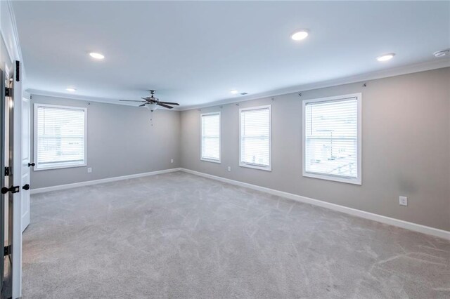 3739 Silvery Way, Powder Springs, GA 30127 - spare room with recessed lighting, light colored carpet, baseboards, and ceiling fan