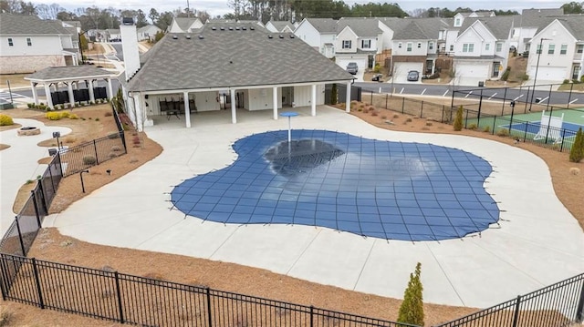 3739 Silvery Way, Powder Springs, GA 30127 - community pool featuring a patio area, a residential view, and fence
