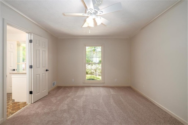 6141 Windsong Way, Smoke Rise, GA 30087 - spare room featuring light carpet, a ceiling fan, ornamental molding, and baseboards