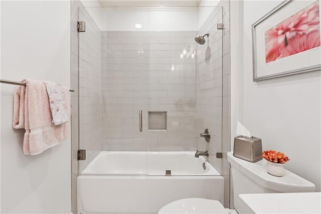77 Peachtree Pl NE Unit 101, Atlanta, GA 30309 - bathroom featuring enclosed tub / shower combo and crown molding