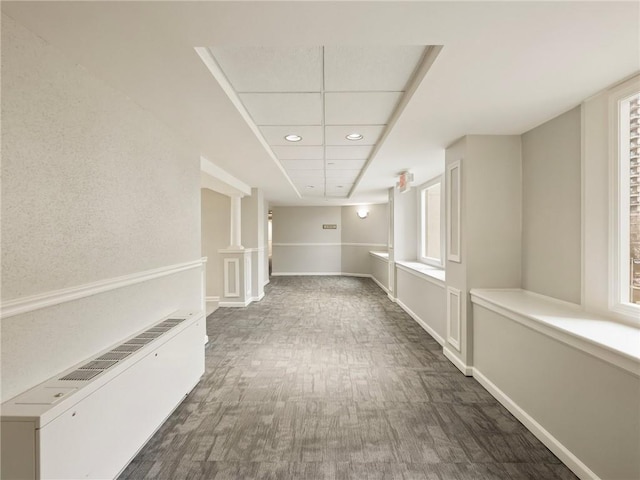 2479 Peachtree Rd NE Unit 407, Atlanta, GA 30305 - hallway featuring radiator, recessed lighting, and dark carpet