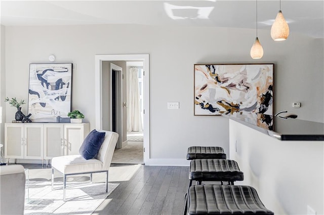 sitting room featuring dark hardwood / wood-style floors