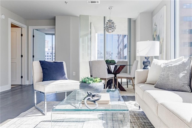 living room featuring hardwood / wood-style flooring and plenty of natural light