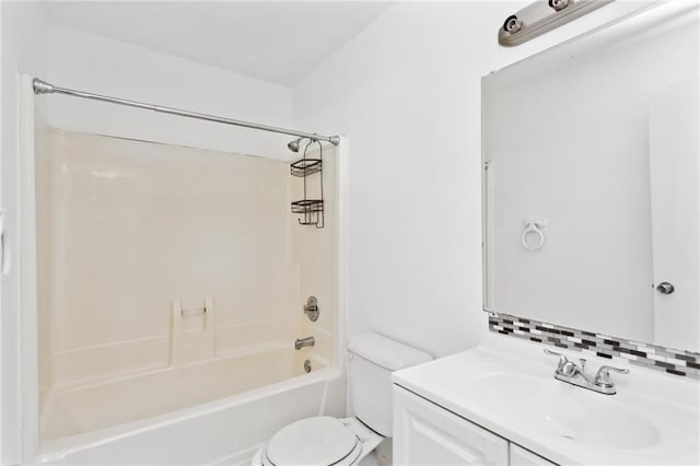 full bathroom with toilet, shower / bathtub combination, and vanity