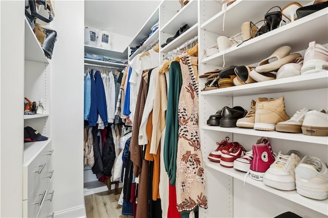 walk in closet featuring light wood-type flooring