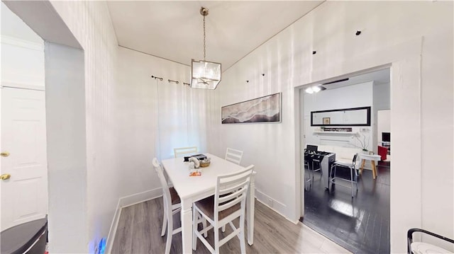 dining space with hardwood / wood-style flooring