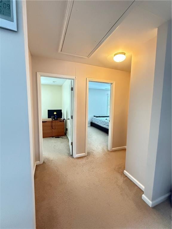 5850 Shiloh Woods Dr, Cumming, GA 30040 - hall featuring attic access, carpet flooring, and baseboards