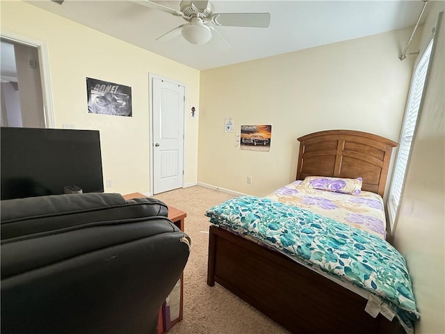 5850 Shiloh Woods Dr, Cumming, GA 30040 - bedroom with light colored carpet, ceiling fan, and baseboards