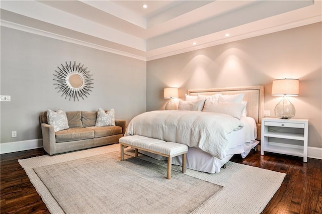bedroom featuring recessed lighting, baseboards, and wood finished floors