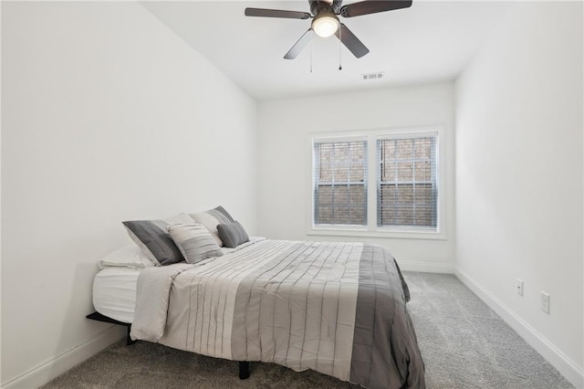 bedroom with carpet floors and ceiling fan