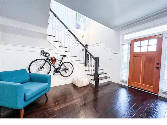 foyer featuring dark hardwood / wood-style floors