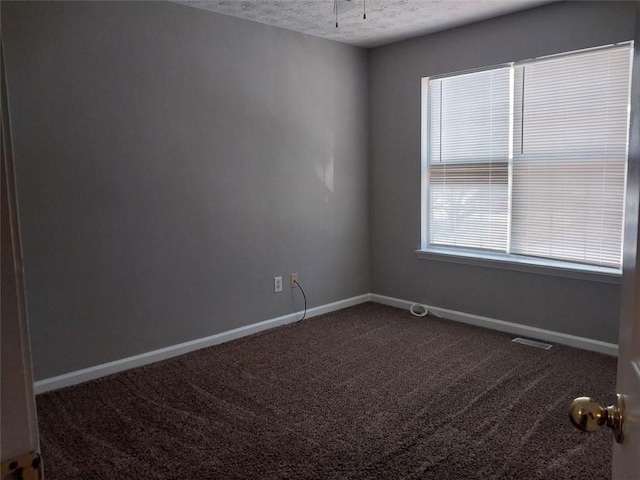 spare room featuring carpet and a textured ceiling