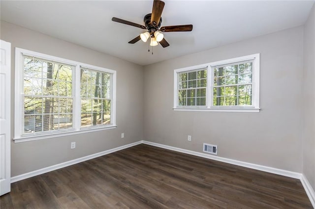 216 Hickory Way, Canton, GA 30115 - unfurnished room with dark wood-style floors and a ceiling fan