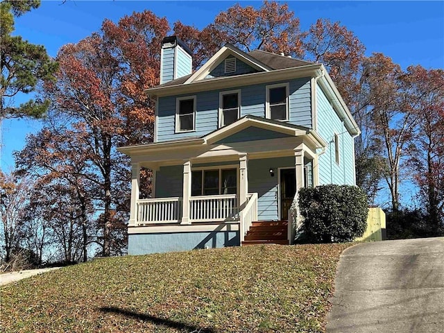 view of front facade featuring a porch