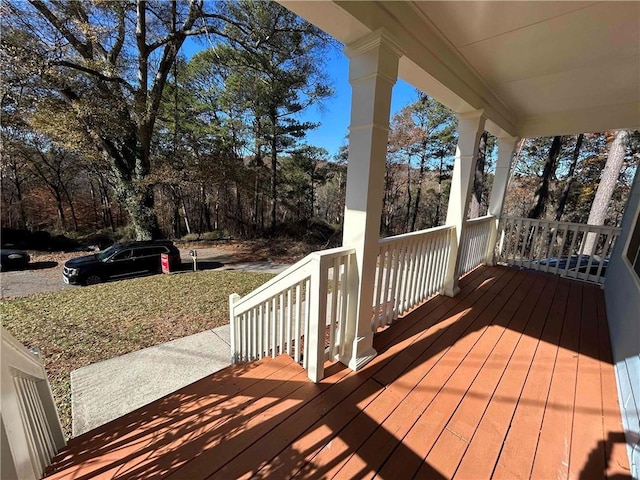 deck featuring covered porch