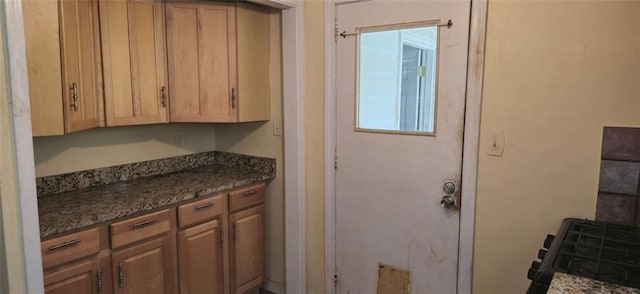 kitchen with dark stone counters