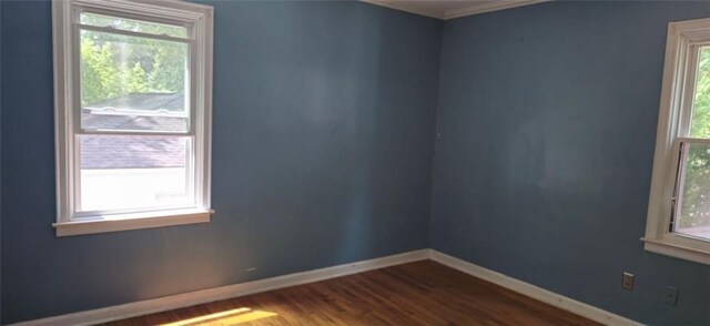 empty room featuring wood-type flooring and a healthy amount of sunlight