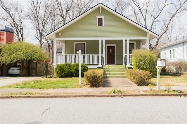 bungalow-style home featuring covered porch