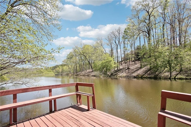 view of dock featuring a water view