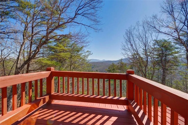 deck with a mountain view