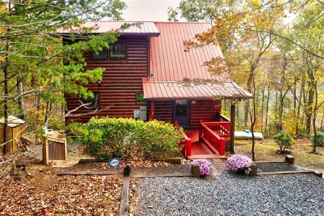 view of front of house featuring metal roof