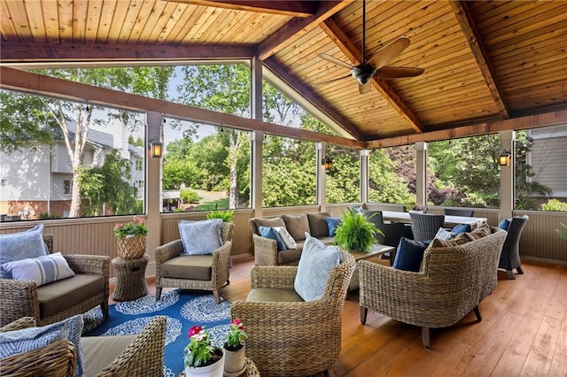 4840 Spring Park Cir, Suwanee, GA 30024 - sunroom featuring an outdoor living space, a ceiling fan, and healthy amount of natural light