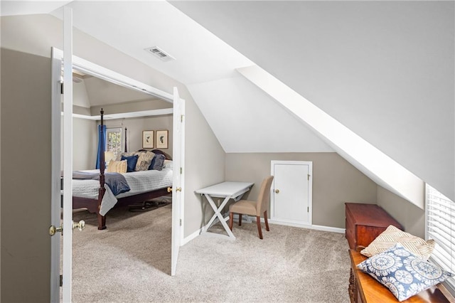4840 Spring Park Cir, Suwanee, GA 30024 - bedroom with vaulted ceiling, carpet floors, and a skylight