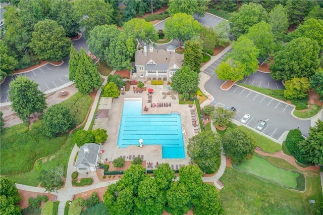 4840 Spring Park Cir, Suwanee, GA 30024 - aerial overview of property's location featuring a pool area