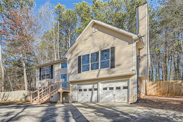 raised ranch with a garage