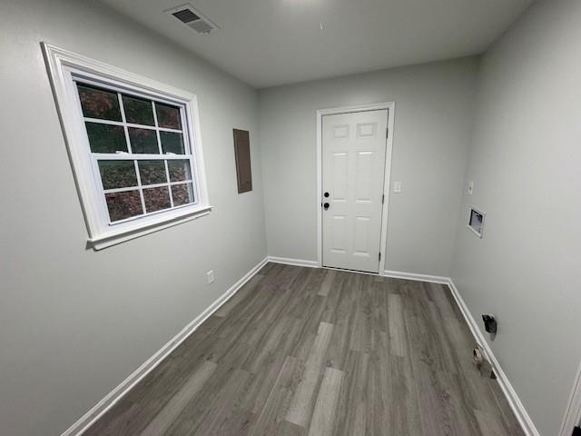 interior space with hardwood / wood-style flooring