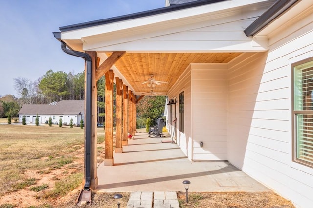 view of patio with ceiling fan