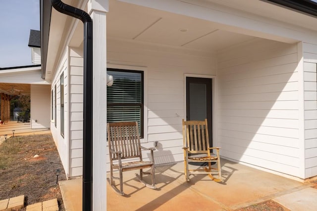 view of patio featuring a porch