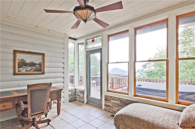 1397 Chestnut Cove Trl, Jasper, GA 30143 - bedroom featuring access to outside, light tile patterned flooring, and wooden ceiling