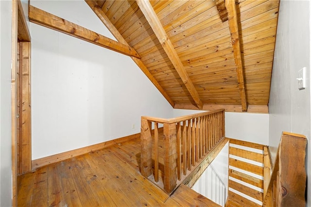 1975 Mack Rd, Douglasville, GA 30135 - staircase with wood ceiling, wood-type flooring, and baseboards