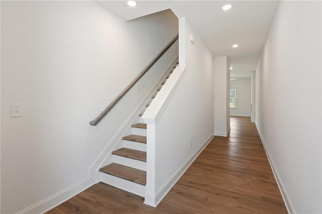 165 Mill Center Blvd Unit 108, Athens, GA 30606 - stairs with wood finished floors, recessed lighting, and baseboards