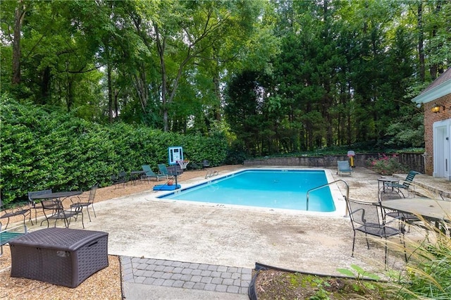 view of pool featuring a patio