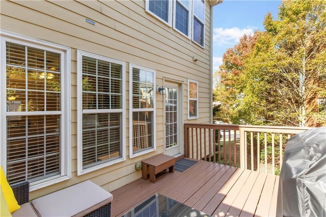 deck featuring grilling area