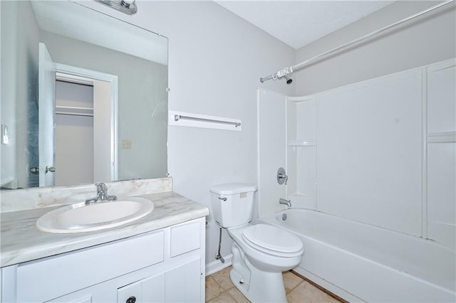 51 Ezzard St, Lawrenceville, GA 30046 - bathroom featuring tile patterned floors, vanity, toilet, and bathing tub / shower combination